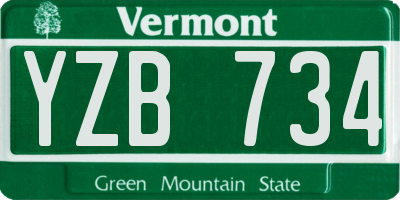VT license plate YZB734