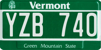 VT license plate YZB740