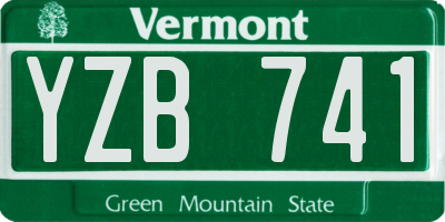 VT license plate YZB741