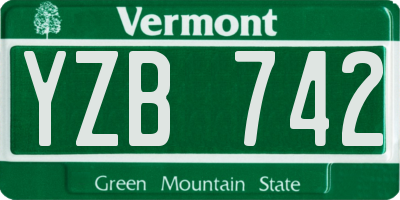 VT license plate YZB742