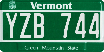 VT license plate YZB744