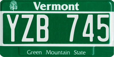 VT license plate YZB745