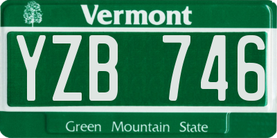 VT license plate YZB746