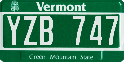 VT license plate YZB747