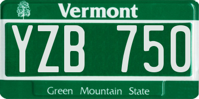 VT license plate YZB750
