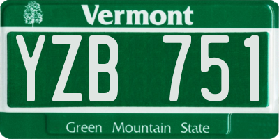VT license plate YZB751