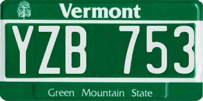 VT license plate YZB753