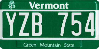 VT license plate YZB754