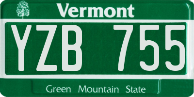 VT license plate YZB755