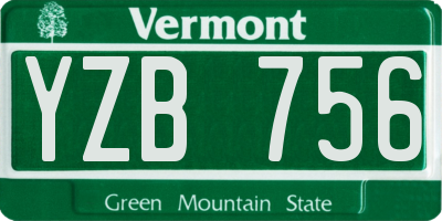 VT license plate YZB756