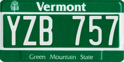 VT license plate YZB757