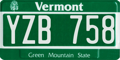 VT license plate YZB758