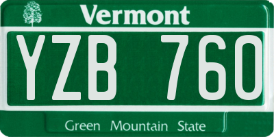 VT license plate YZB760