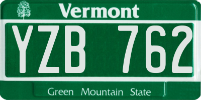 VT license plate YZB762