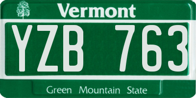 VT license plate YZB763