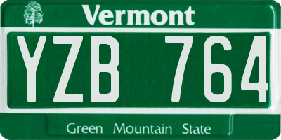 VT license plate YZB764