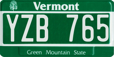 VT license plate YZB765