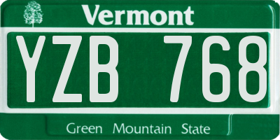 VT license plate YZB768