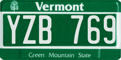 VT license plate YZB769