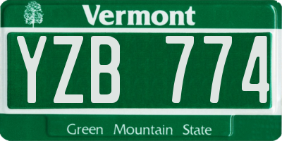 VT license plate YZB774