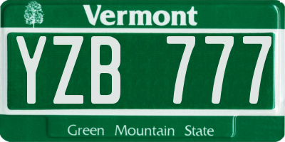 VT license plate YZB777