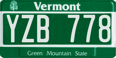 VT license plate YZB778