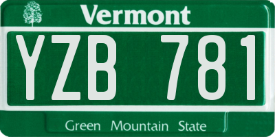 VT license plate YZB781