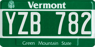 VT license plate YZB782