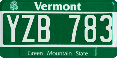 VT license plate YZB783