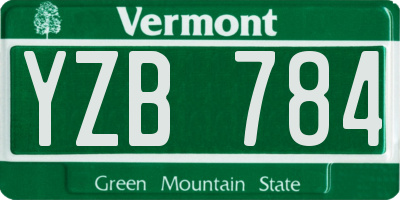 VT license plate YZB784