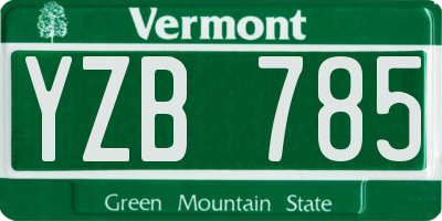 VT license plate YZB785