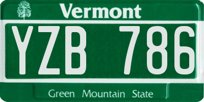 VT license plate YZB786