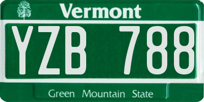 VT license plate YZB788