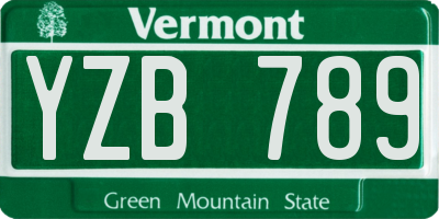 VT license plate YZB789