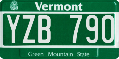 VT license plate YZB790