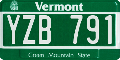 VT license plate YZB791