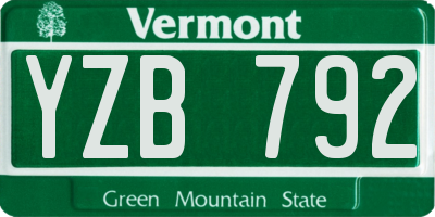 VT license plate YZB792