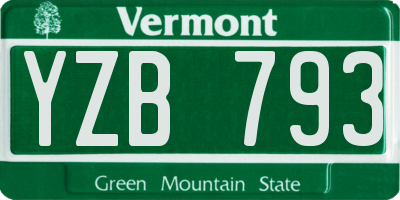 VT license plate YZB793