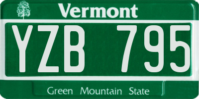 VT license plate YZB795