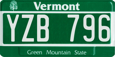 VT license plate YZB796
