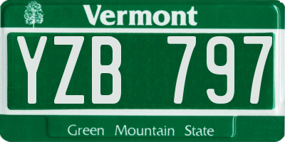 VT license plate YZB797
