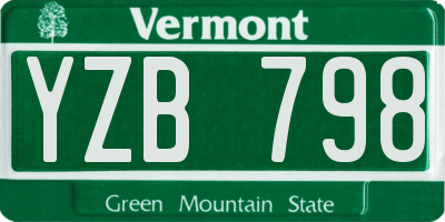 VT license plate YZB798