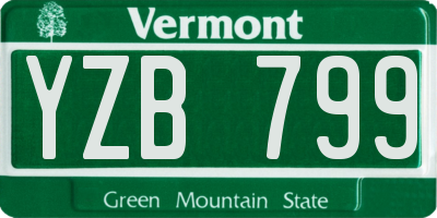 VT license plate YZB799