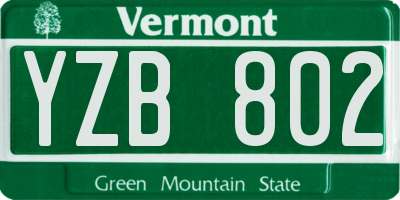 VT license plate YZB802