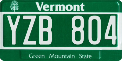 VT license plate YZB804