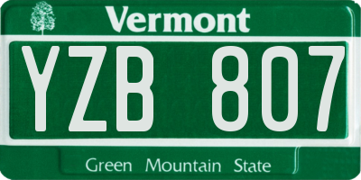VT license plate YZB807