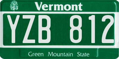 VT license plate YZB812
