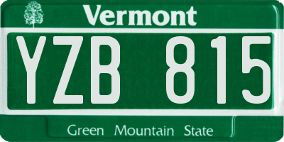 VT license plate YZB815