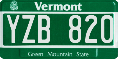 VT license plate YZB820