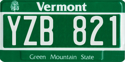 VT license plate YZB821